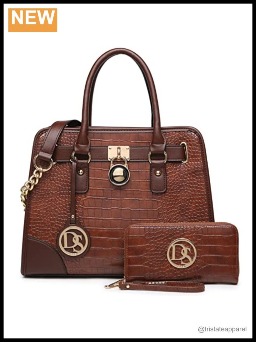 Vegan Leather Satchel Handbag Set Top Handle Purse Work Bag